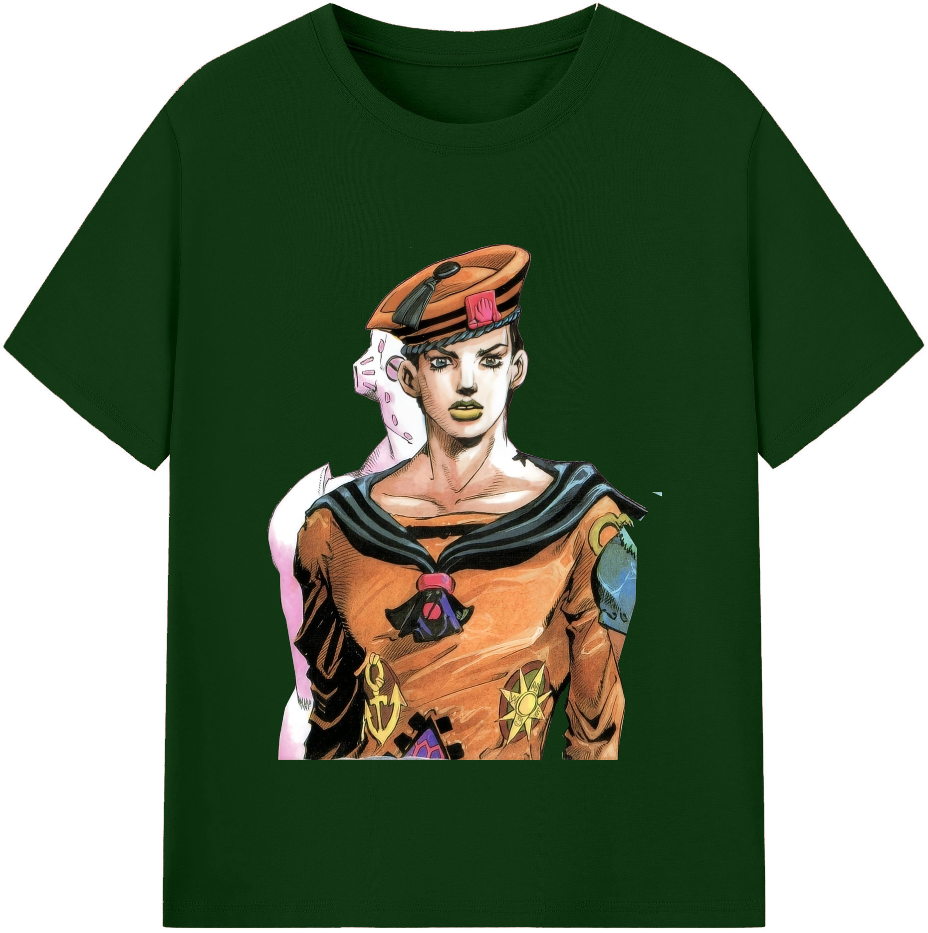 （画像用） ジョジョの奇妙な冒険 東方定助 JoJo's Bizarre Adventure Higashikata Josuke 綿100％半袖Tシャツ（フロントプリント）